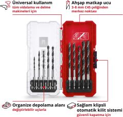 Ahşap Delme Uç Seti 10 Parça S-CASE Kutu (49108733)