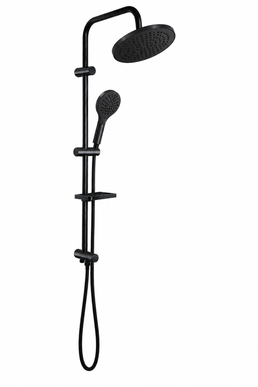 KDR 10.33.C Karlim® Kontra Point Tepe Duş  Set Black- Black Krom Boru & Krom Spiral