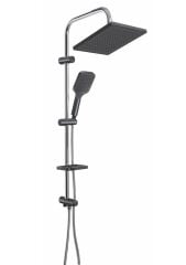 KDR 20.33.C Karlim® Kontra Point Tepe Duş  Set Black- Black Krom Boru & Krom Spiral