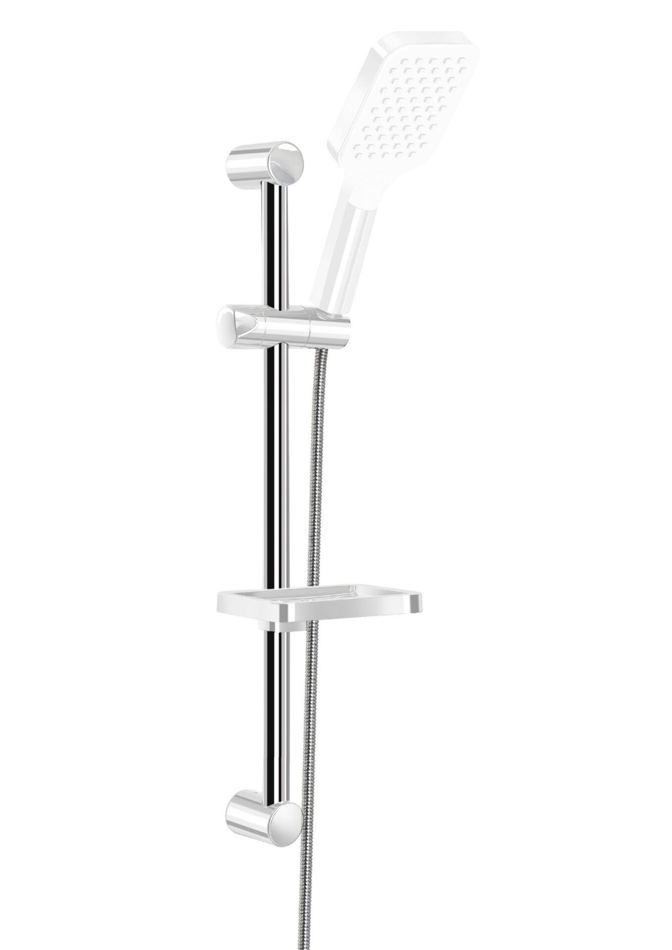 KDS 20.22.C Karlim® Neta Point Sürgülü Duş Set White-White Krom Boru & Krom Spiral