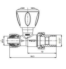 ECA RV3 DÜZ RADYATÖR VALFİ Ø16 x 2 mm