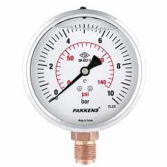 Pakkens Manometre Gliserinli Nw 63 Alt Bağlantılı