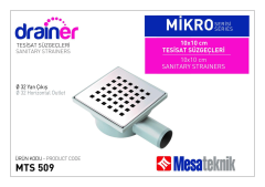 Mesa Yandan Ø32 Mm Çıkışlı 10X10 Yer Süzgeçi