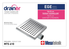 Mesa Yandan Ø32 Mm Çıkışlı 15X15 Yer Süzgeçi