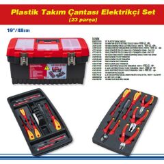 İzeltaş 8440001023 19'' Plastik Takım Çantası Elektrikçi Set (23 Parça)