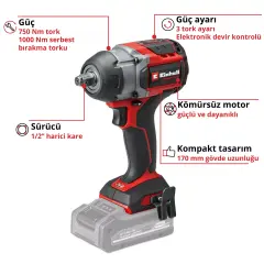 Einhell Tp-Cw 18/750-C Li Bl - Solo, Professıonal Akülü Darbeli Somun Sıkma (4510065)